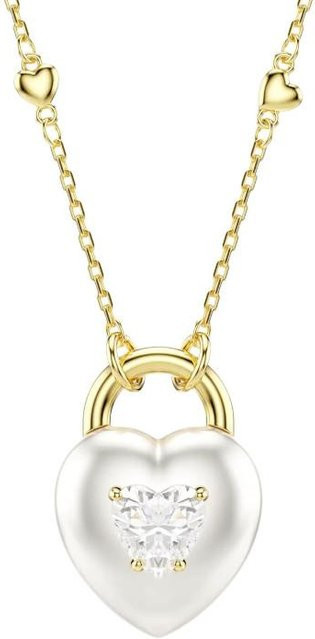 Swarovski Halskette, Herzmuster Design, Zirkonia, Gold, Unisex - Bild 1
