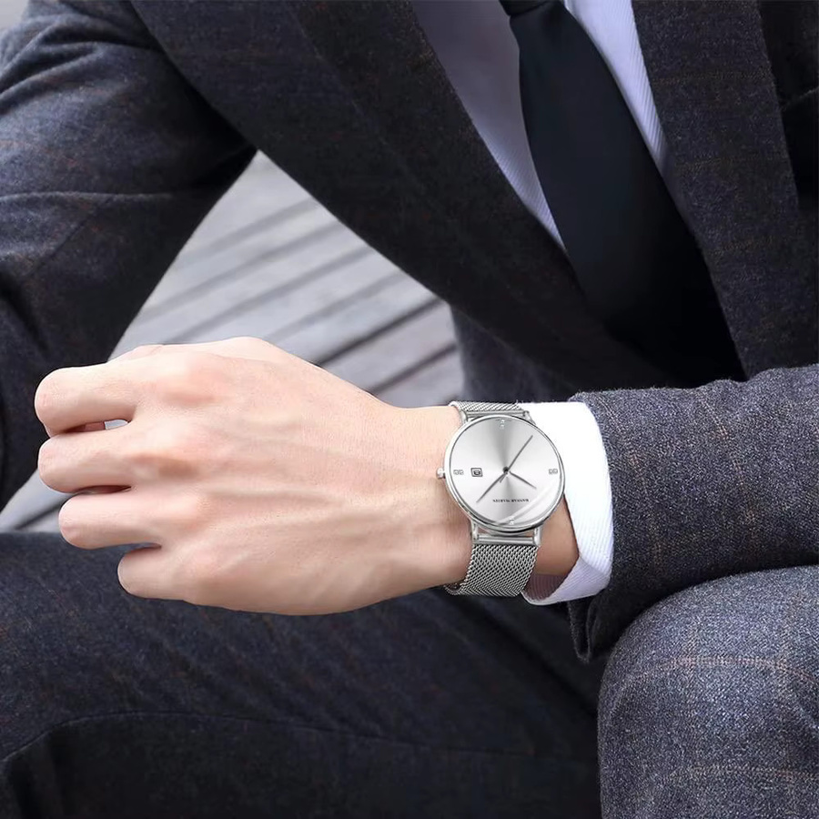 VA VA VOOM Armbanduhr, Quarz, Edelstahl, 40 mm, Silber, Zirkonia, Herren - Bild 2