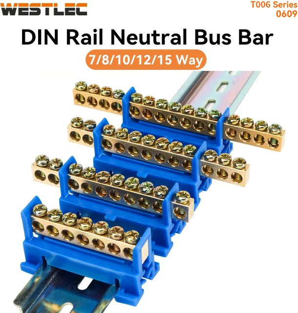 WESTLEC M5 Führungsschienen-Nullleitungsblock T006-0609 als Stromverteilerkasten und Erdungsschiene für elektrischen Anschluss - Bild 1