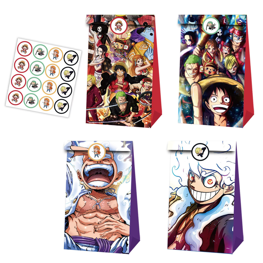 Bandai One Piece Themen-Geschenktüten mit Cartoon-Charakter-Stichmuster aus Papier in Braun und Mehrfarbig für Geburtstagspartys - Bild 4
