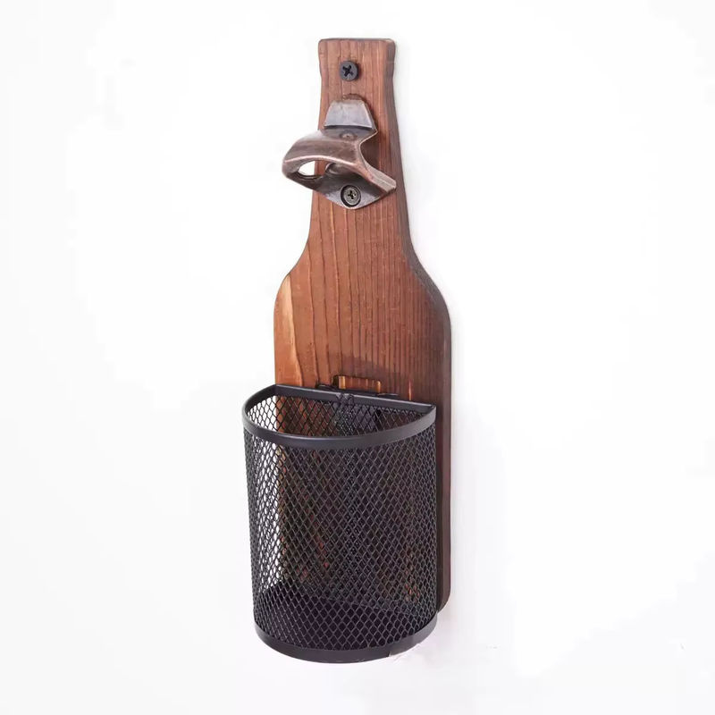 Vintage Wandmontierter Flaschenöffner aus Holz in Schwarz und Braun - Bild 6