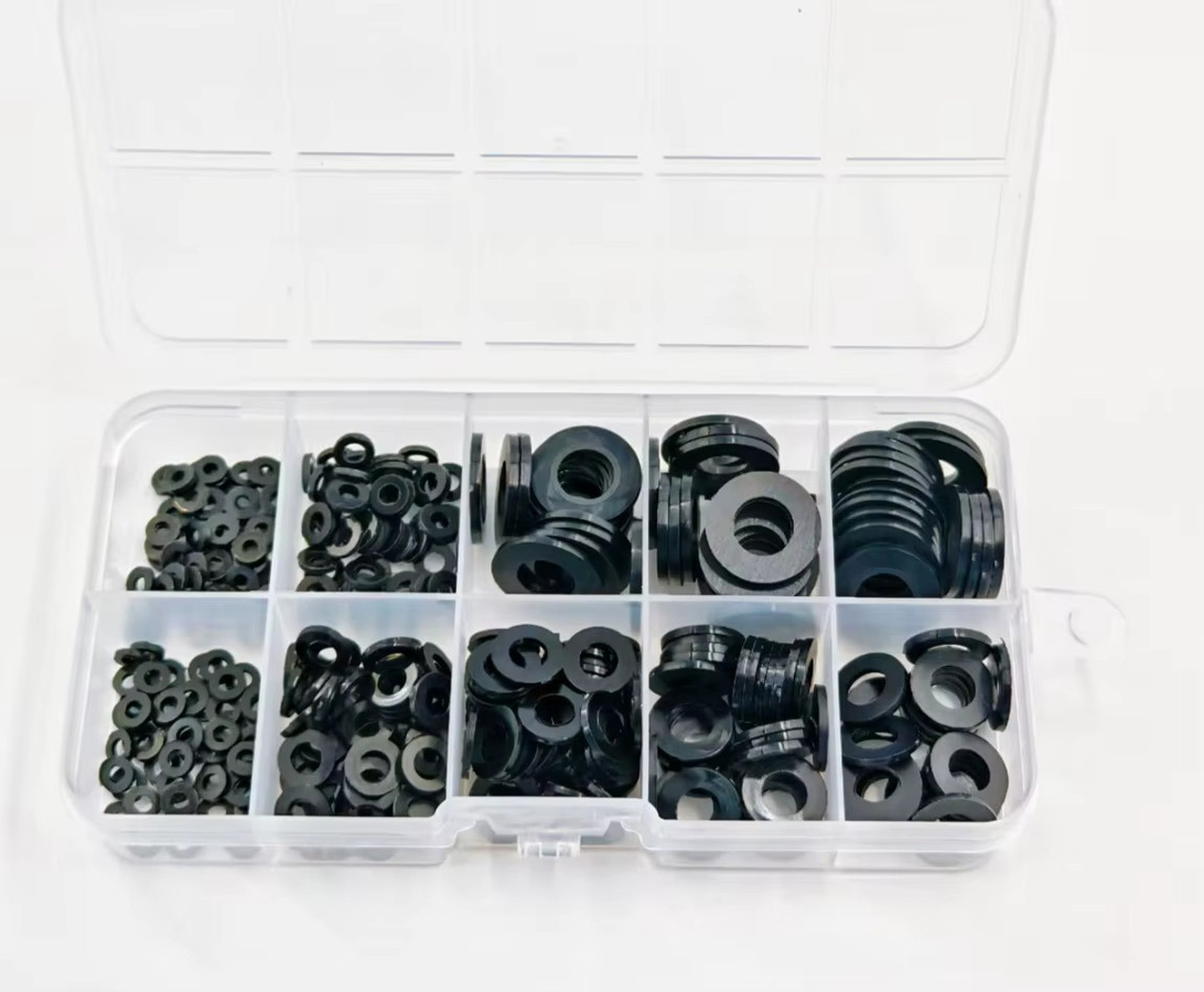 Tnbotry 350-teiliges Nylon-Dichtungsset in Schwarz mit flachen Kunststoff-Dichtungen für M2, M2,5, M3, M4, M5, M6 und M8 - Bild 2