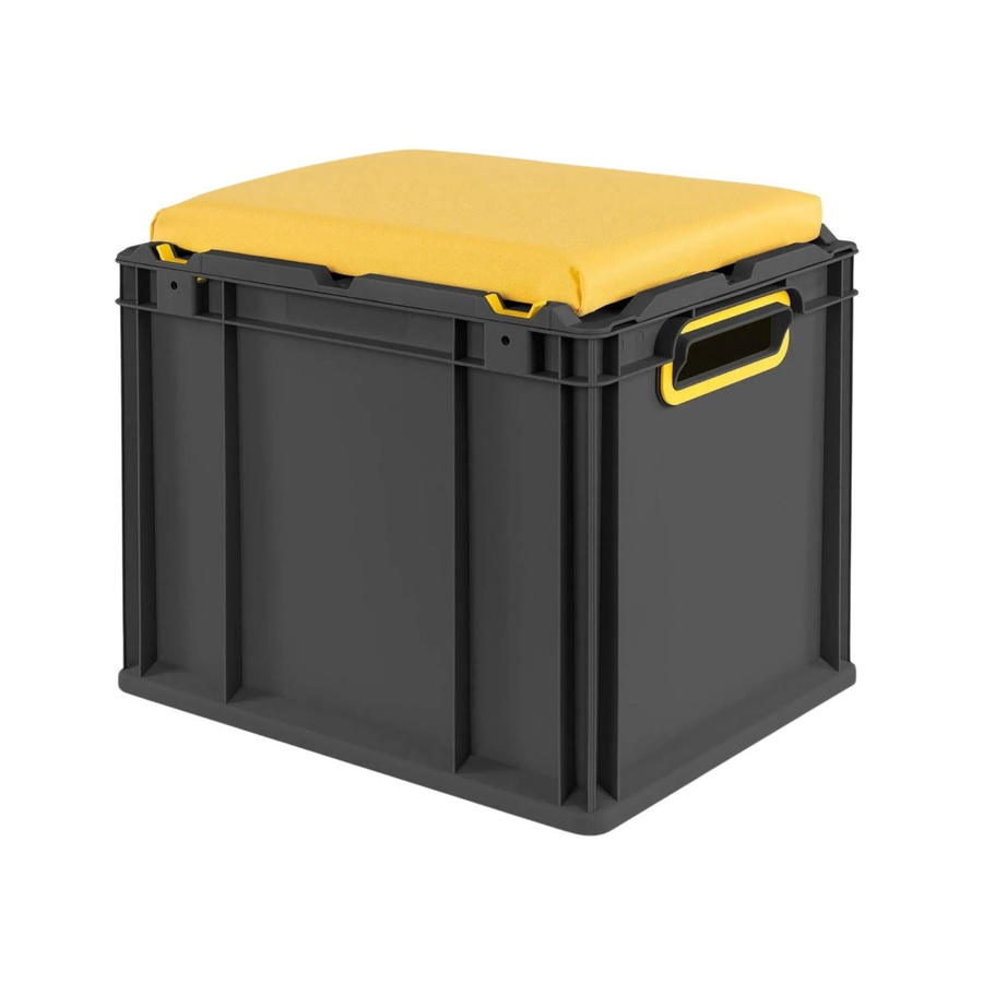 PROREGAL Eurobox Nextgen Seat Box Sitzbox Gelb Schwarz H x B x T: 36,5 x 30 x 40 cm - Bild 2