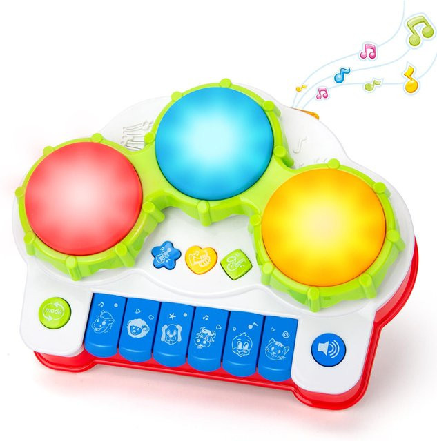 Binchi Kinder-Dreiseiten-Trommel Elektronische Tastatur Spielzeug, ab 0 Jahre - Bild 1