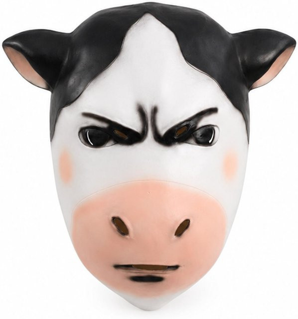 Lustige Kuhmaske, Party-Latex-Tierkopfschmuck, weiß - Bild 1