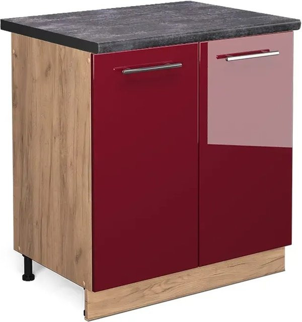 Vicco Spülenunterschrank Fame-Line Bordeaux Hochglanz Anthrazit und Goldkraft Eiche B/T/H: 80 x 60 x 82 cm - Bild 1