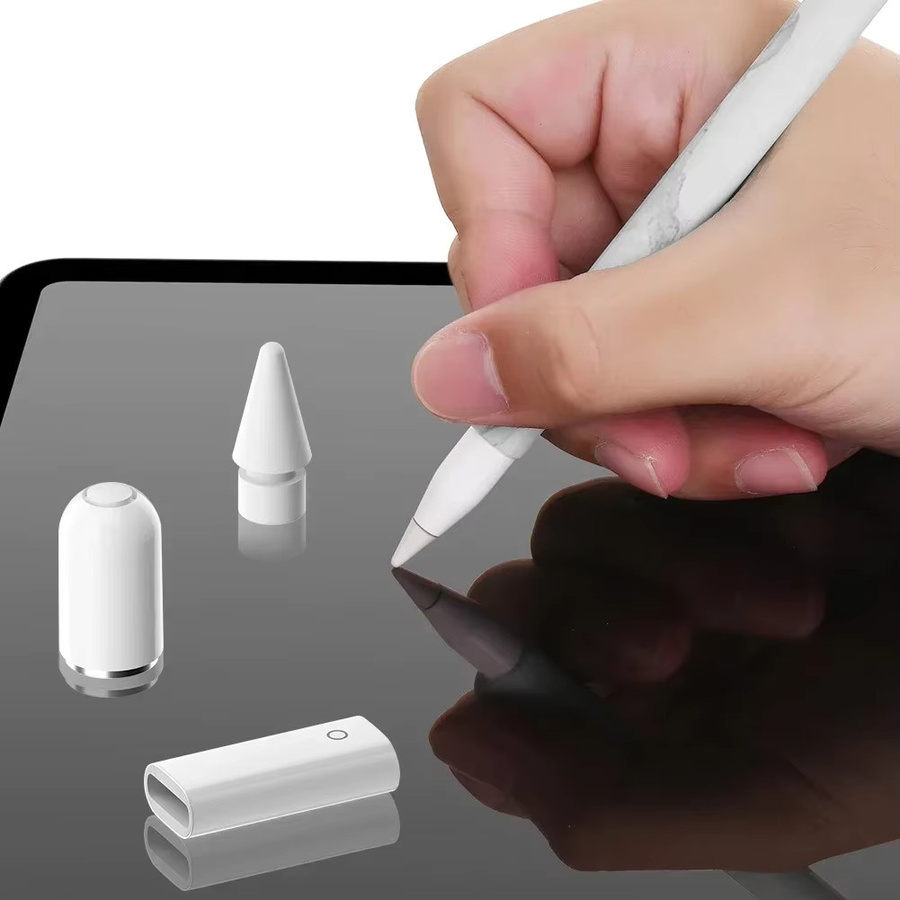 3er-Set Apple Pencil 1. Generation Zubehör: Ersatz-Spitzen, Kappen und Lade-Adapter in Weiß für dein iPad - Bild 3