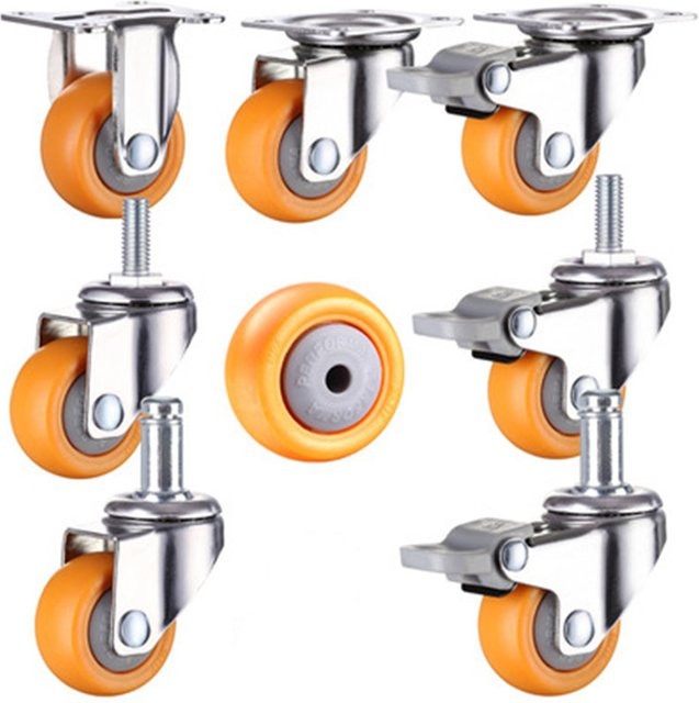 MPA Schwenkbare Gummi-Lenkrollen für Trolleys in Orange - Bild 1