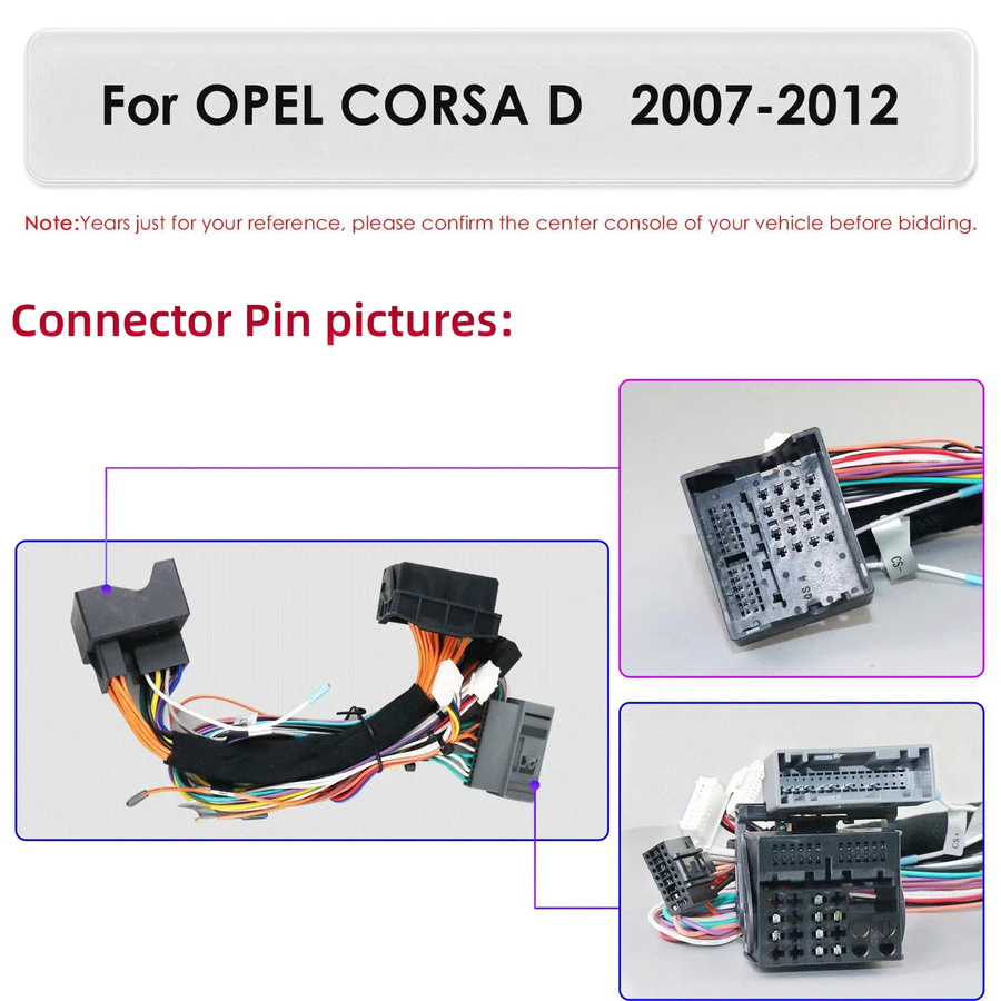 HIZPO Rahmenset mit Stromkabel und Canbus-Box für Opel Corsa D 2007 - 2012 Schrägheck Van in Schwarz mit GPS und Multimedia-Funktionen - Bild 2