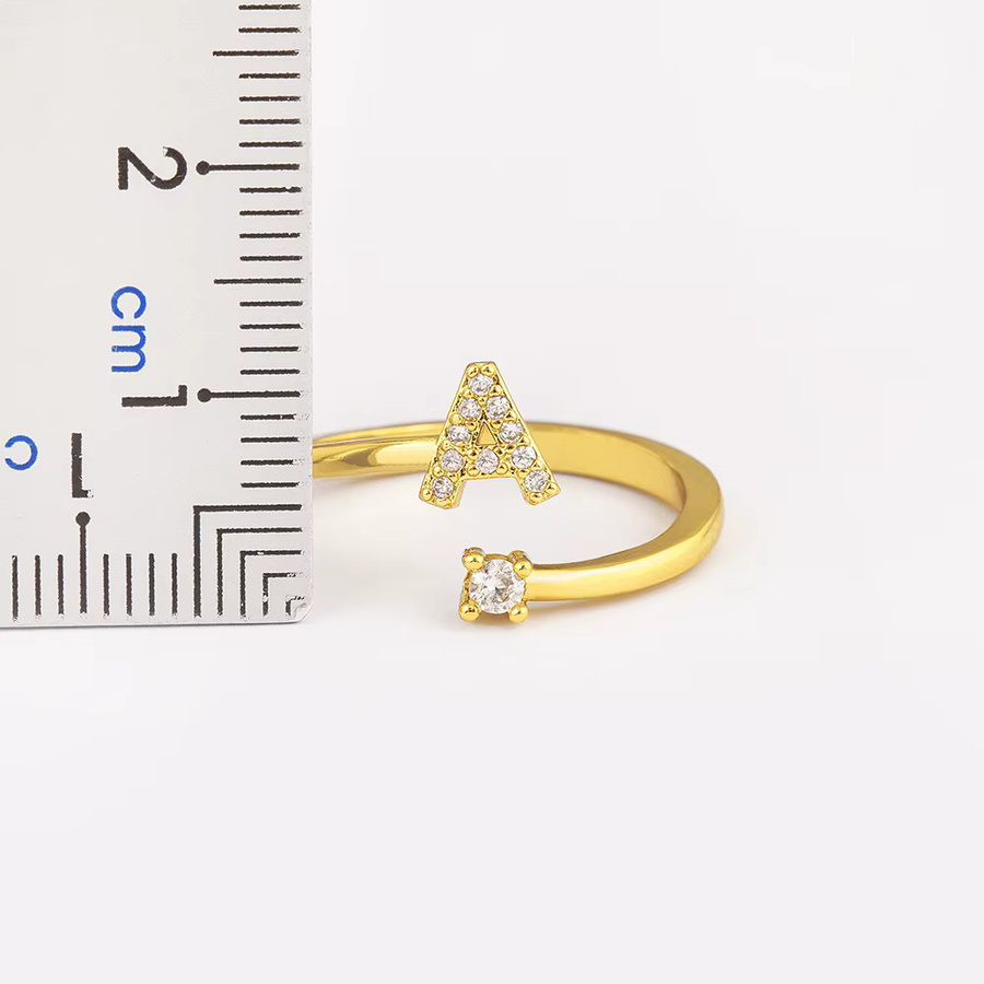 Nidin Ring, A-Z Buchstaben, Kristall, Zirkonia, Gold, Unisex - Bild 2