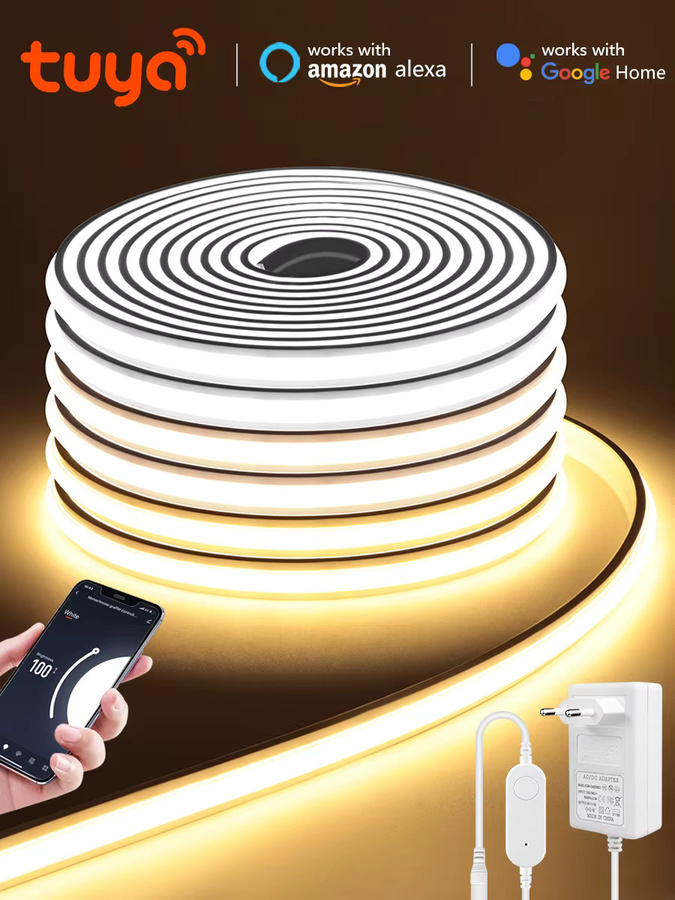 CHNAITEKE Tuya Alexa WIFI COB LED-Lichtleiste in Weiß, dimmbar, wasserdichter Silikonschlauch für Küche und Garten, Länge: 240 cm - Bild 5