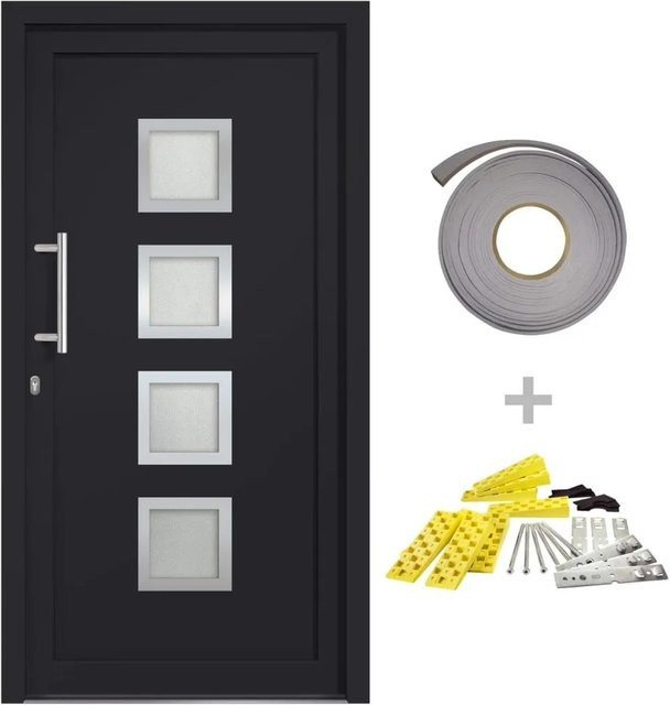 vidaXL Haustür in Anthrazit mit Glaseinsatz, modern, B/H: 98 x 190 cm - Bild 1