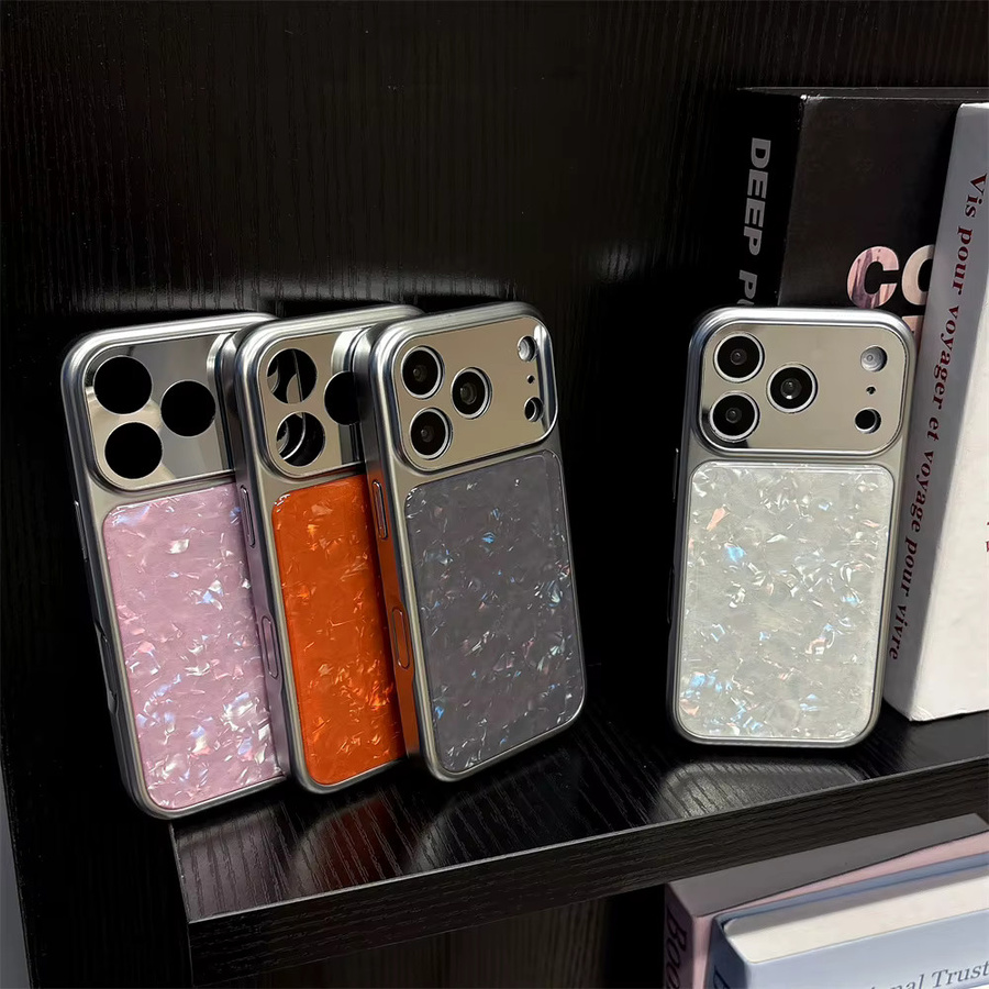 Luxuriöse Laser-Glitzer-Handyhülle mit Muschelmuster für iPhone 17 16 15 14 Pro Max in Orange von lolozzx - Bild 2