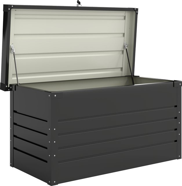 Outsunny Gartenbox aus Metall in Grau, 450L Kissenbox mit doppelwandigem Deckel, wasserabweisend und abschließbar, B/T/H: 120 x 61 x 62 cm - Bild 1