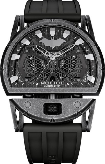 Police Herrenuhr Batman Dark Side Limited Edition, Quarz, Edelstahl, 46 mm, Leder, Schwarz - Bild 1