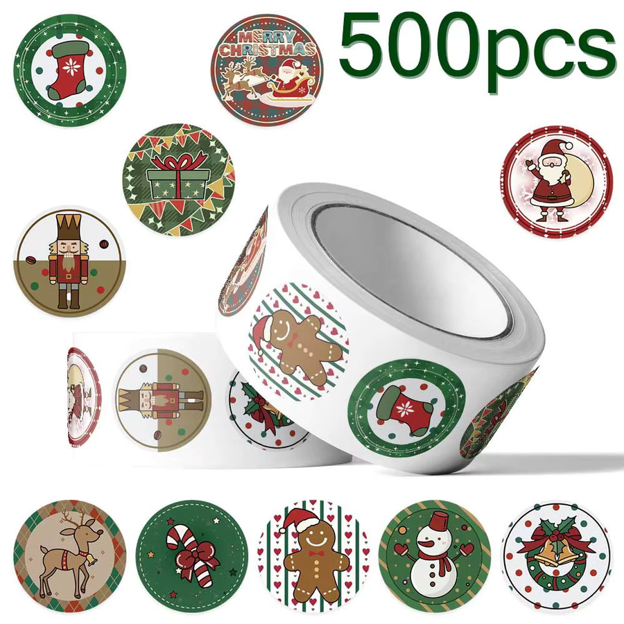 Charile Frohe Weihnachten Santa Claus Cartoon Aufkleber, 500 Teile/rolle - Bild 2