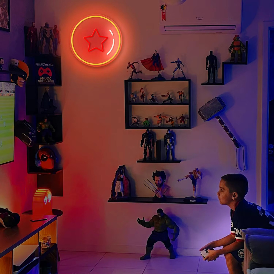 Universelles Anime LED-Neonschild in Kugelform, rote Dekoration für Schlafzimmer und Spielzimmer - Bild 2