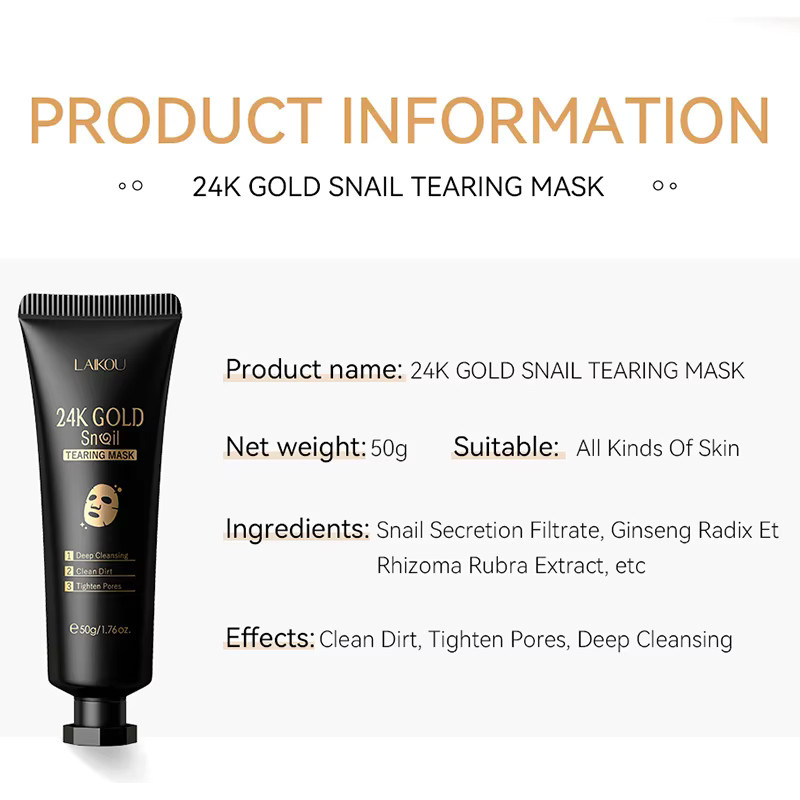 LAIKOU 24K Gold Schnecken-Kollagen Peel-Off Maske, 50g - Bild 6