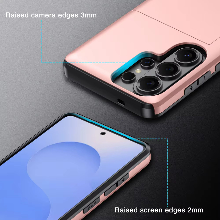 Stoßfeste Brieftaschen-Hülle mit Kartenfach für Samsung Galaxy S26 S25 S24 S23 S22 S21 S20 Ultra FE A56 A36 A37 A17 in Rot oder Pink - Bild 3