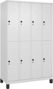 C+P Doppelstock-Spind Classic PLUS mit 4 Abteilen, Farbe Weiß/Grau, H x B x T: 195 x 120 x 50 cm - Bild 1