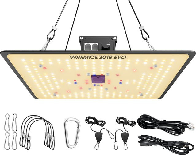 Rbefeuly P1000 LED-Vollspektrum-Wachstumslampe in Schwarz mit 2 Haken und Daisy-Chain Multi-Lamp-Dimmung 0–100 % - Bild 1