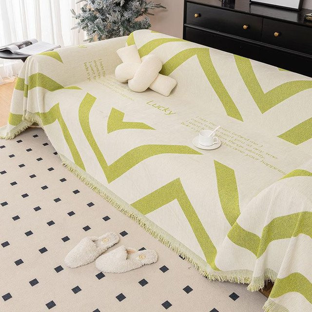 Super Six Chenille Sofaüberwurf mit Streifen und Quasten, beidseitig verwendbar, Breite: 180 cm, Tiefe: 130 cm - Bild 1