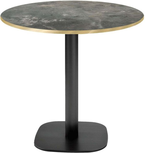 RestooTab Tisch Round runder Esstisch mit graublauer Platte und schwarzem Gestell, Höhe: 75 cm, Durchmesser: 70 cm - Bild 1