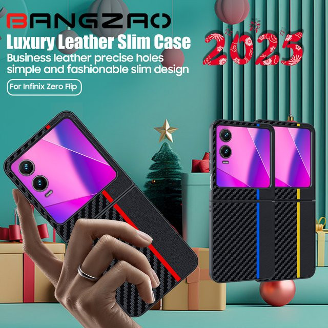 Schutzhülle für Tecno Infinix Zero Flip mit Carbonfaser-Muster und Leder-Design in Blau oder Schwarz - Bild 1