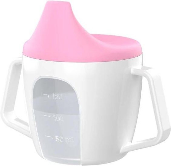 MARKET-2 Baby Lern Trinkbecher mit Doppelgriff und Schnabeltülle, BPA-frei und auslaufsicher, Rosa, 84 ml - Bild 1