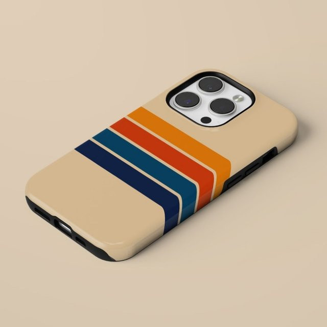 Magnetische Handyhülle mit Retro-Streifen für iPhone 11 bis iPhone 17 Pro Max, stoßfeste Acryl Schutzhülle, Multicolor - Bild 1