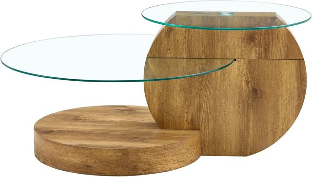 okwish Couchtisch mit Glas und zwei Ebenen für dein Wohnzimmer, Farbe: Schwarz, Transparent, Multicolour, B/T/H: 90 x 70 x 44 cm - Bild 1