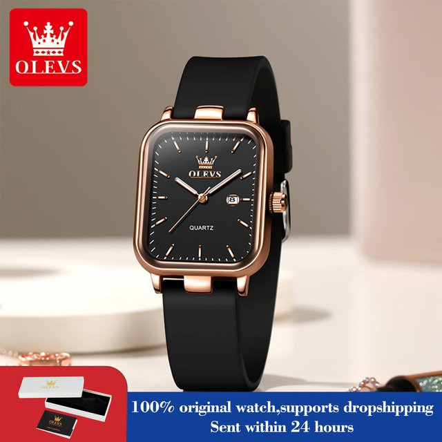 OLEVS Armbanduhr, Quarz, Edelstahl, Silber, Schwarz, Damen - Bild 1