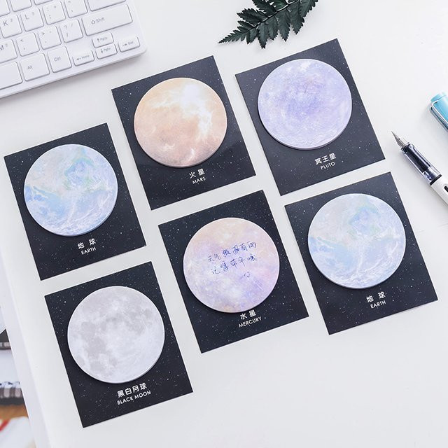 Kreative Planet Haftnotizen Set, 6er Pack Runde Zerreißbare Notizen und Aufkleber, Mehrfarbig - Bild 1