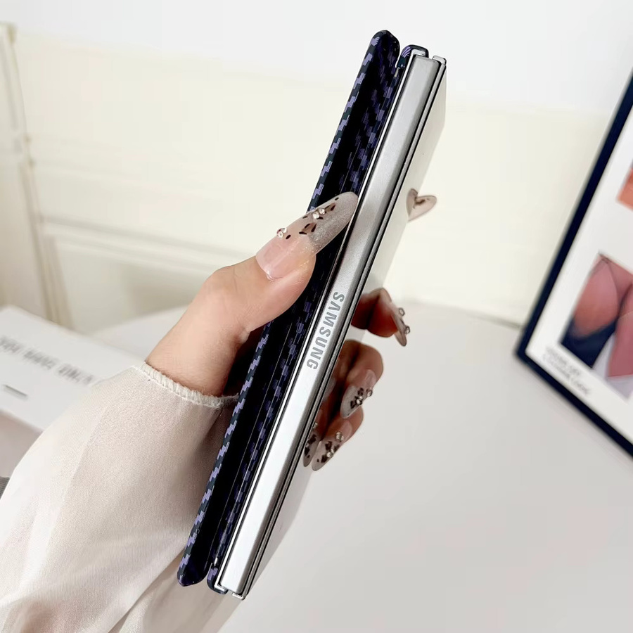 Magnetische Carbonfaser-Schutzhülle mit Scharnier für Samsung Galaxy Z Fold 8 7 6 5 in Blau - Bild 4