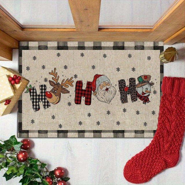 VIKAMA Weihnachts Teppich mit niedlichem Cartoon-Design als Fußmatte für Wohnzimmer, Schlafzimmer und Außenbereich - Bild 1