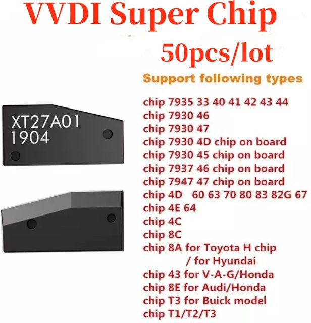50 Stück VVDI XT27A66 A01 Super Chip Transponder in Schwarz für ID46 ID40 ID43 4D 8C T3 47 8A für VVDI2 und VVDI Key Mini Tool - Bild 1