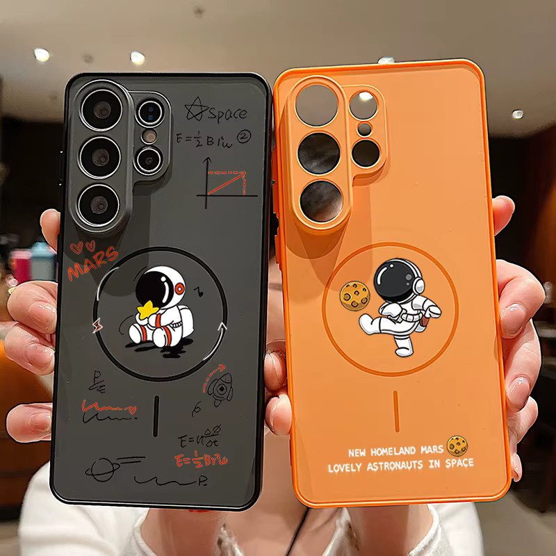 Magnetische Handyhülle mit Astronauten-Muster für Samsung Galaxy S26 S25 S24 S23 S22 Ultra Edge FE A57 A17 A56 A37 A16 A55 A36 von MOESOE in Grau - Bild 2