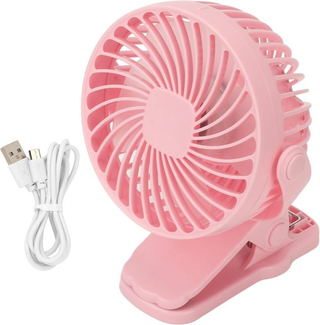 TOMTOP JMS Clip-Ventilator in Pink, batteriebetrieben mit 3 Geschwindigkeiten und 720 Grad Oszillation, geräuschloser Mini-Ventilator aus ABS-Kunststoff für Schreibtisch und Büro - Bild 1
