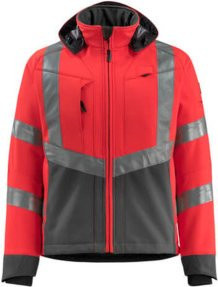 Mascot Blackpool Soft Shell Jacke in Rot/Dunkelanthrazit Größe 4XL mit EN ISO 20471 Class 3 und Cordura - Bild 1