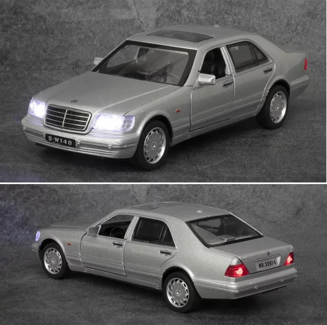 S-W140 Legierung Diecast Auto Modell, 1:32, Metall, Kunststoff, Gummi, Zurückziehen Funktion - Bild 1