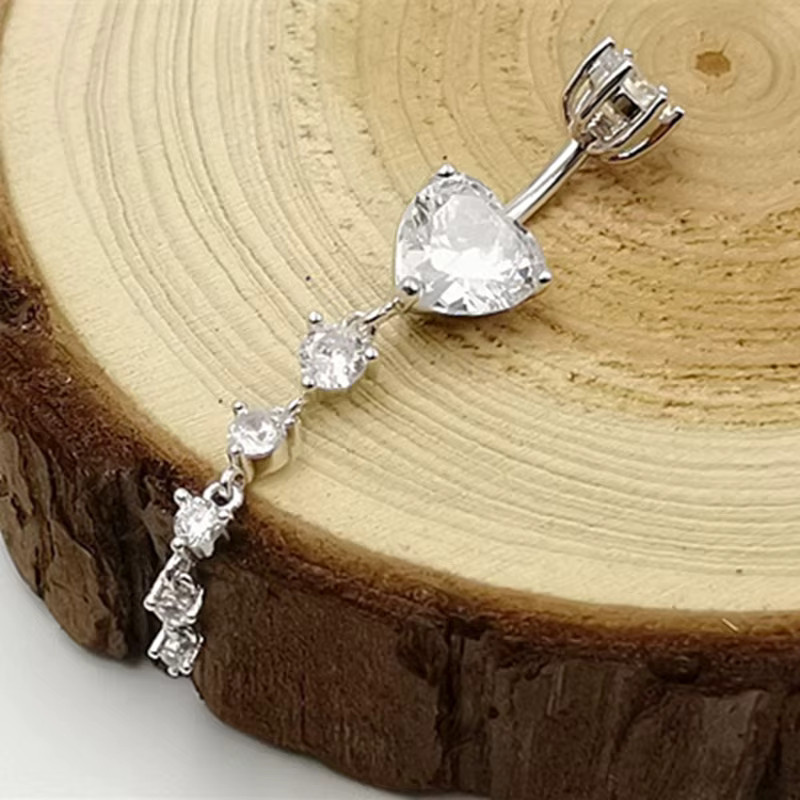 Piercing Addicter Bauchnabelring, Kristall, Silber, Damen, Herz - Bild 3