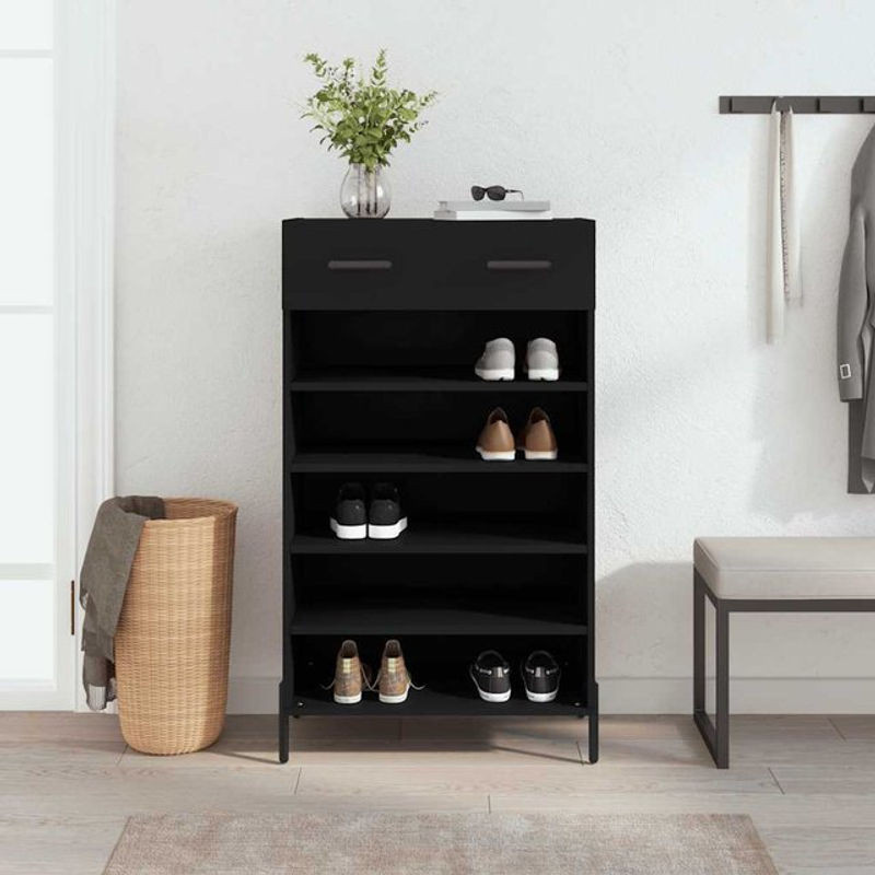 Vidaxl Schuhschrank in Schwarz im Industrial Design aus Holzwerkstoff und Metall, B/T/H: 60 x 35 x 105 cm - Bild 1