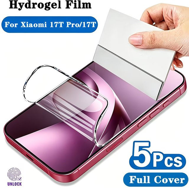 5 Stück HD Hydrogel Displayschutzfolien für Xiaomi 17T Pro 17 Pro Max Ultra 15 15T 14 14T 13T 12T 11T Pro, transparente Vollabdeckung, weiche Schutzfolien - Bild 1