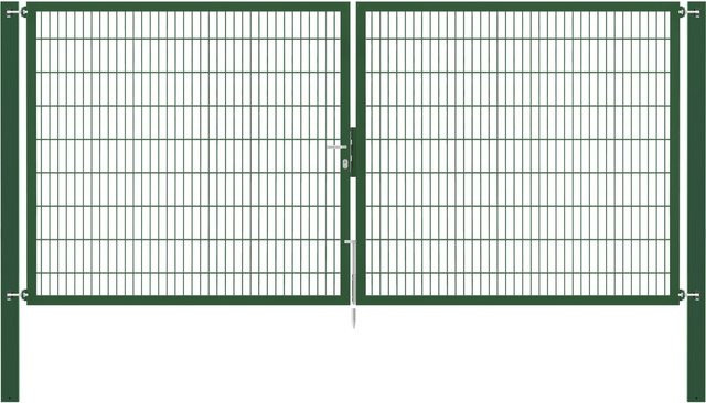 Doppeltor Flexo Plus in Grün aus Stahl mit Pfosten, Breite: 400 cm, Höhe: 180 cm, Pfosten: 100 x 100 cm - Bild 1