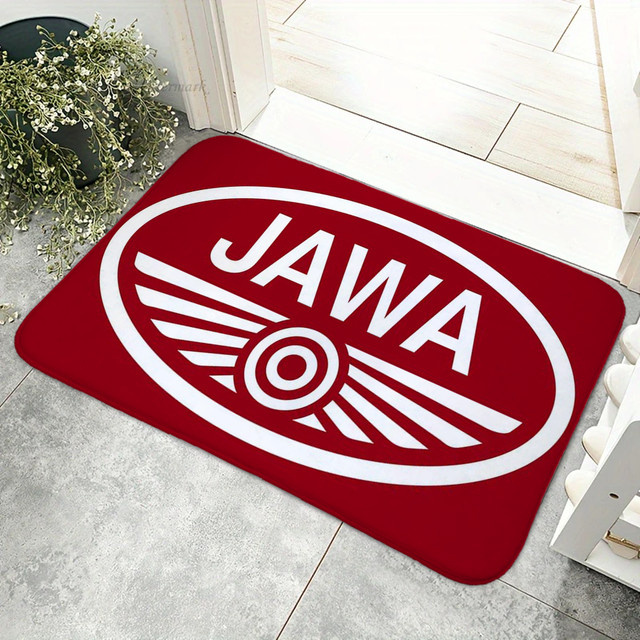 JAWAs Vintage Motorrad Teppich, handgetuft, rutschfest, rot, rechteckig - Bild 1