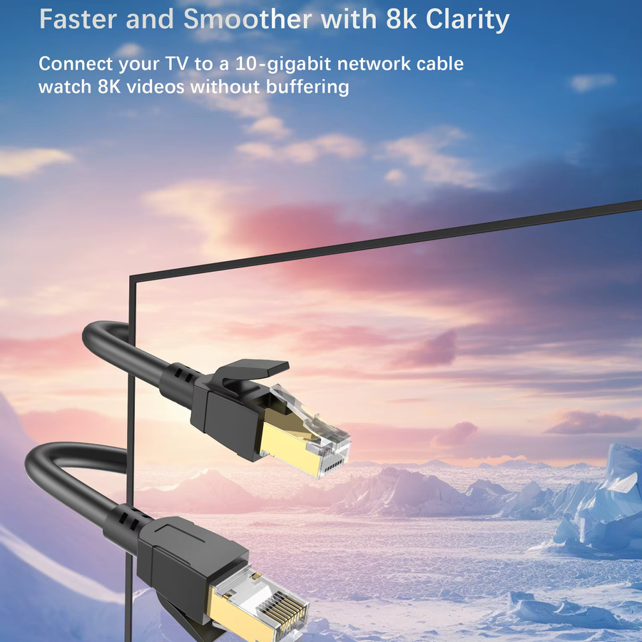 UGOURD Cat8 Ethernet-Kabel SFTP RJ45 LAN-Patchkabel Schwarz 2000 MHz 40 Gbit/s - Bild 2