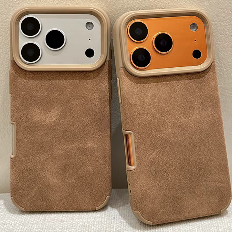 Luxuriöse Samtstoffhülle für Apple iPhone in Beige mit weicher TPU-Rückseite und stoßfestem Schutz - Bild 2