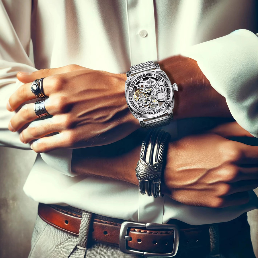 CAROTIF Armbanduhr Automatik, Edelstahl, Silber, Herren - Bild 5