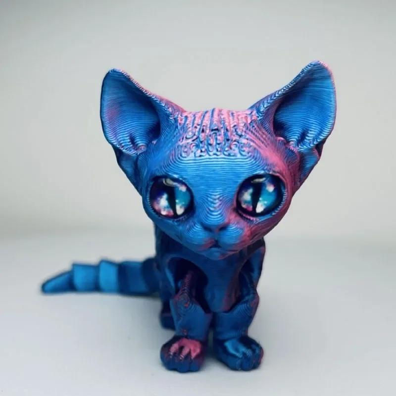 Fashnics Siamois 3D-Druck Figur – Bewegliches Siamjesische Katze Anti-Stress Spielzeug und Dekoration, mehrfarbig, Höhe: 12 cm - Bild 2