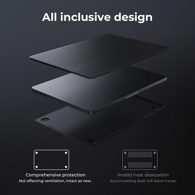 EooCoo Ultradünne Rüstungshülle für MacBook Air 15 Zoll (2023-2025), Schwarz - Bild 1